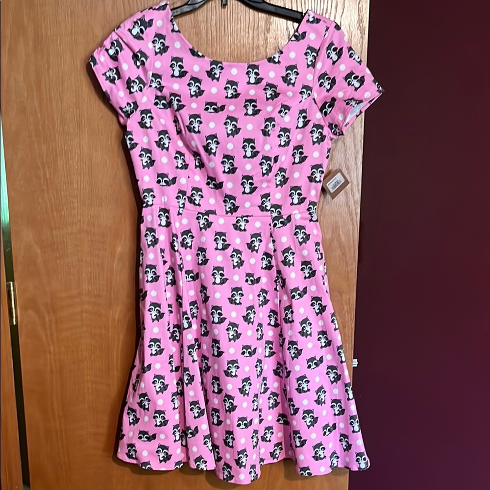 Adorable Pink Raccoon Skater Dress